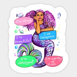 Positive Affirmations African American mermaid inspirational Sticker